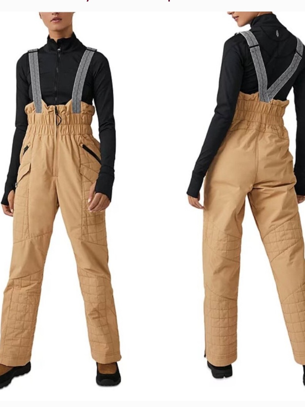FP Movement by Free People Tan Cargo Pants with Suspenders *New Never Worn*